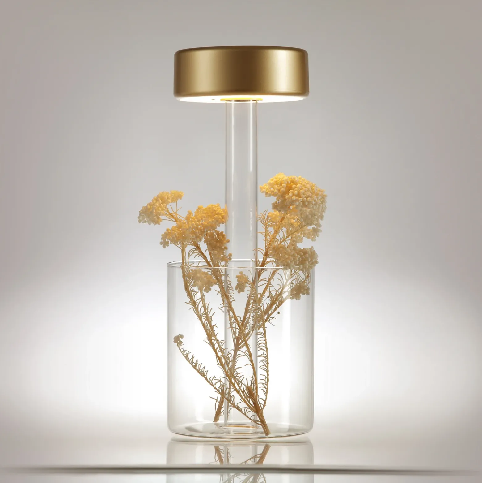 Maytoni Lámpara de mesa LED recargable AI Collaboration, cristal, oro