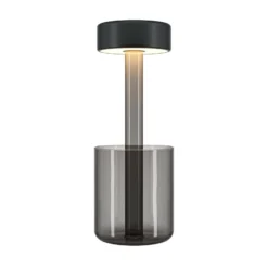 Maytoni Lámpara de mesa LED recargable AI Collaboration, cristal, gris