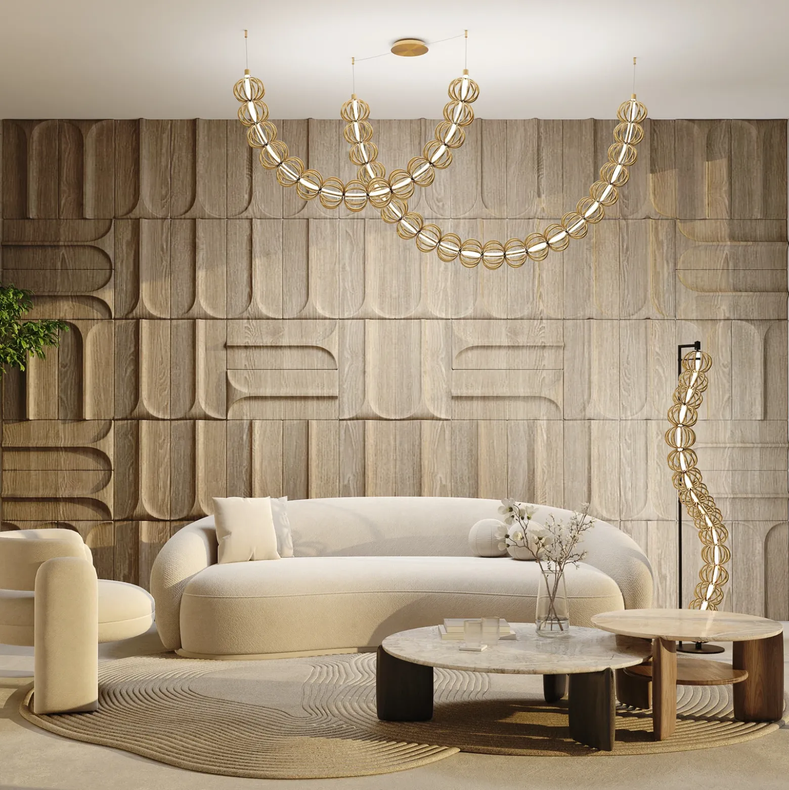 Maytoni lámpara de pie LED Golden Cage, altura 154 cm, metal
