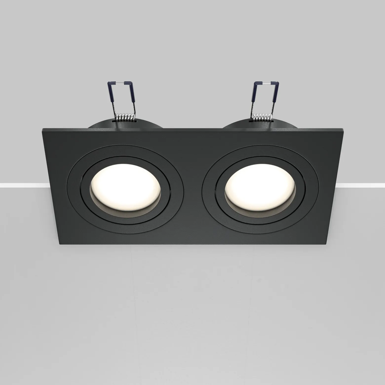 Maytoni lámpara empotrable Atom, negra, 2 luces 17,5 x 9,2 cm