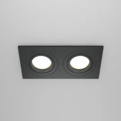 Maytoni lámpara empotrable Atom, negra, 2 luces 17,5 x 9,2 cm