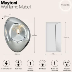 Maytoni Mabell aplique de vidrio, cromo