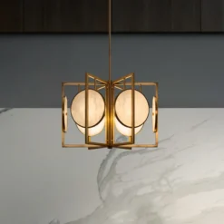 Maytoni Marmo lámpara colgante en oro, 6 luces