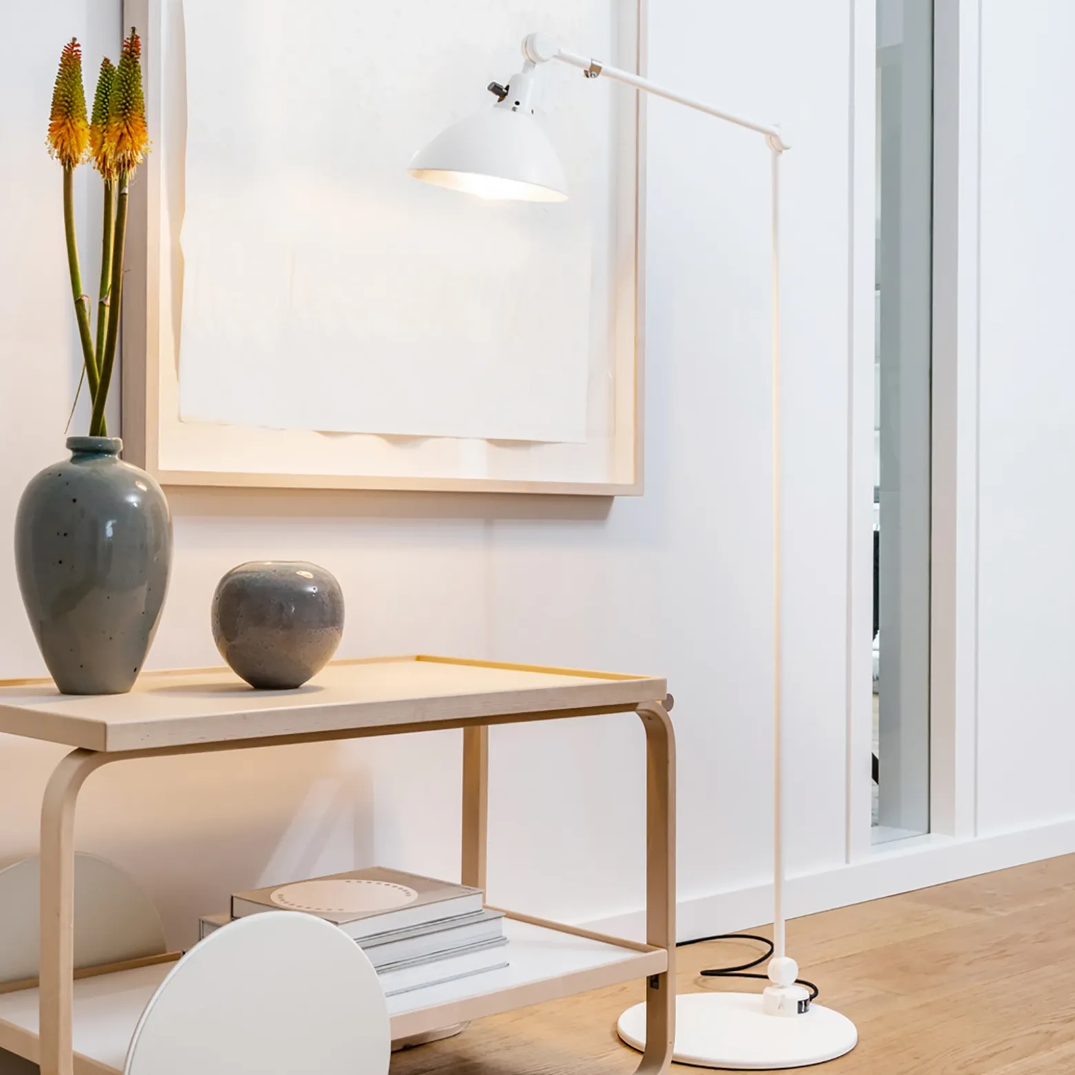 midgard modular TYPE 556 lámpara de pie blanca 120 cm
