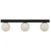 Mini lámpara de techo para baño, 3 luces, negro, cristal/metal