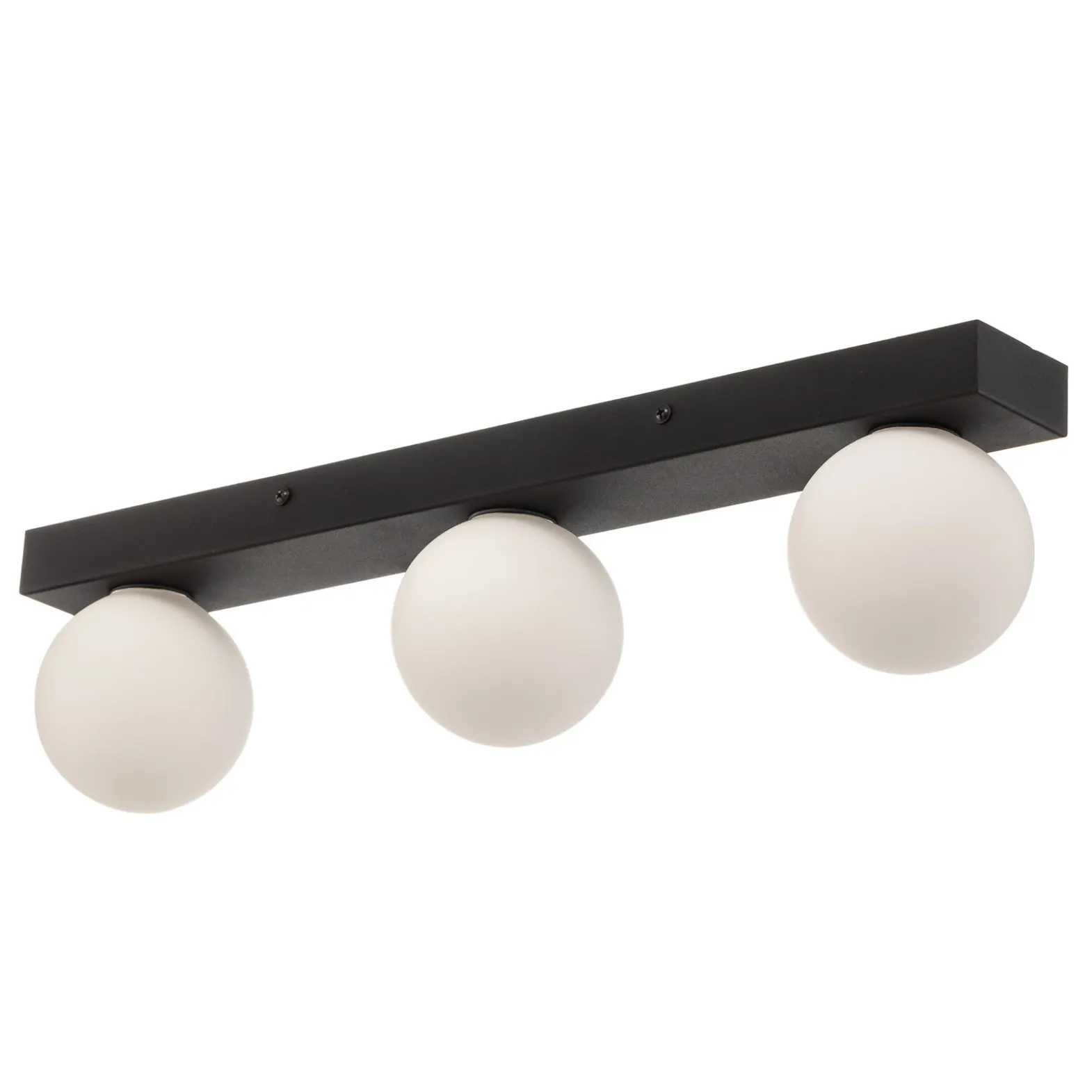 Mini lámpara de techo para baño, 3 luces, negro, cristal/metal