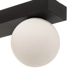 Mini lámpara de techo para baño, 3 luces, negro, cristal/metal