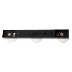 Mini lámpara de techo para baño, 3 luces, negro, cristal/metal