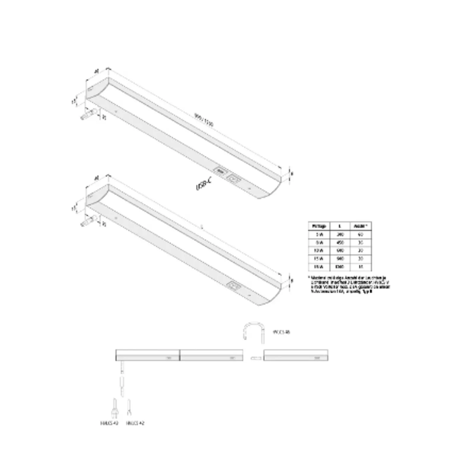 ModuLite F Lámpara LED bajo mueble, negra, 120 cm, 4.000 K aluminio