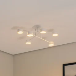 Modus 6 plafón, acero, 6 luces, GX53, blanco