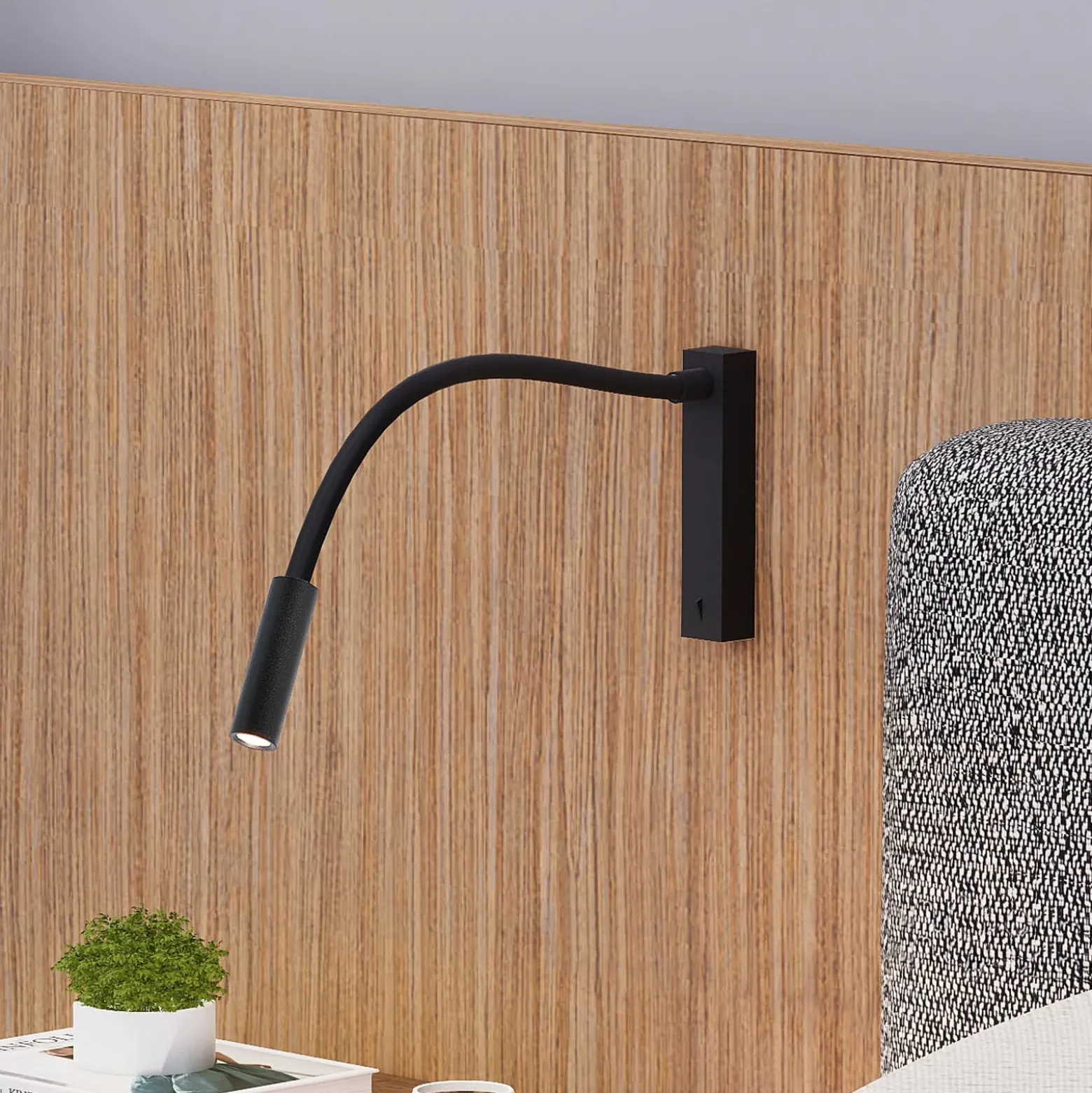 Molto Luce Arok aplique de pared LED, negro, aluminio, proyección 49 cm