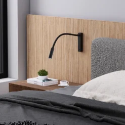 Molto Luce Arok aplique de pared LED, negro, aluminio, proyección 49 cm