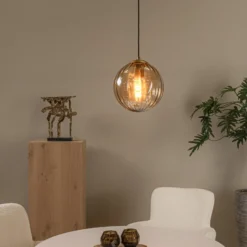 Monsaraz lámpara colgante, Ø 25 cm, ámbar. Cristal, 1 luz