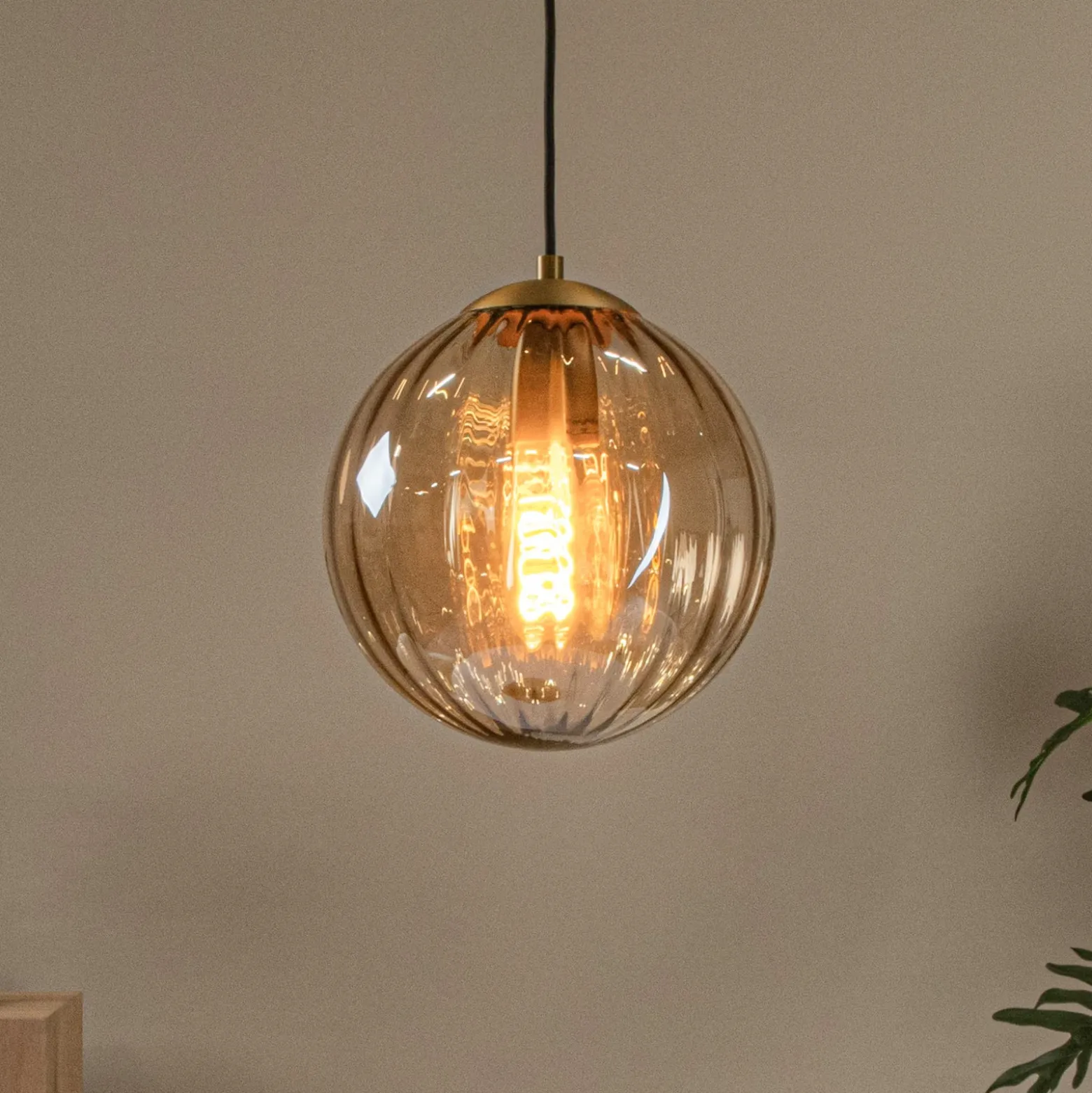 Monsaraz lámpara colgante, Ø 25 cm, ámbar. Cristal, 1 luz