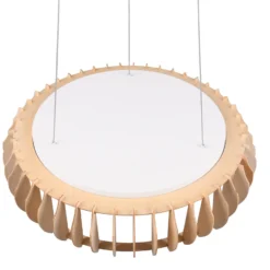 Monte lámpara colgante LED, Ø 60 cm, madera clara, madera, CCT