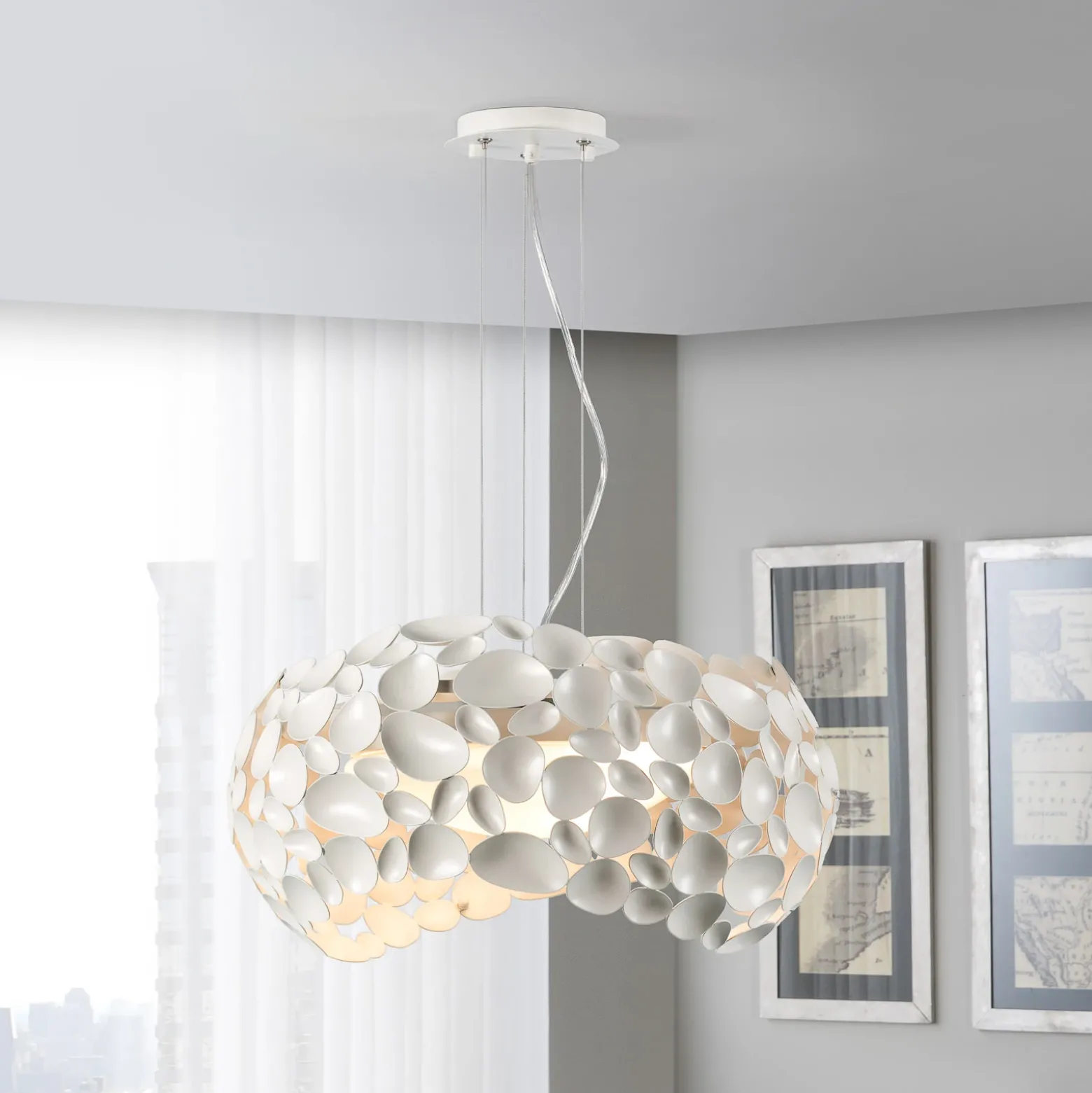 Narisa Lámpara colgante LED 5xG9, Ø47cm, blanco