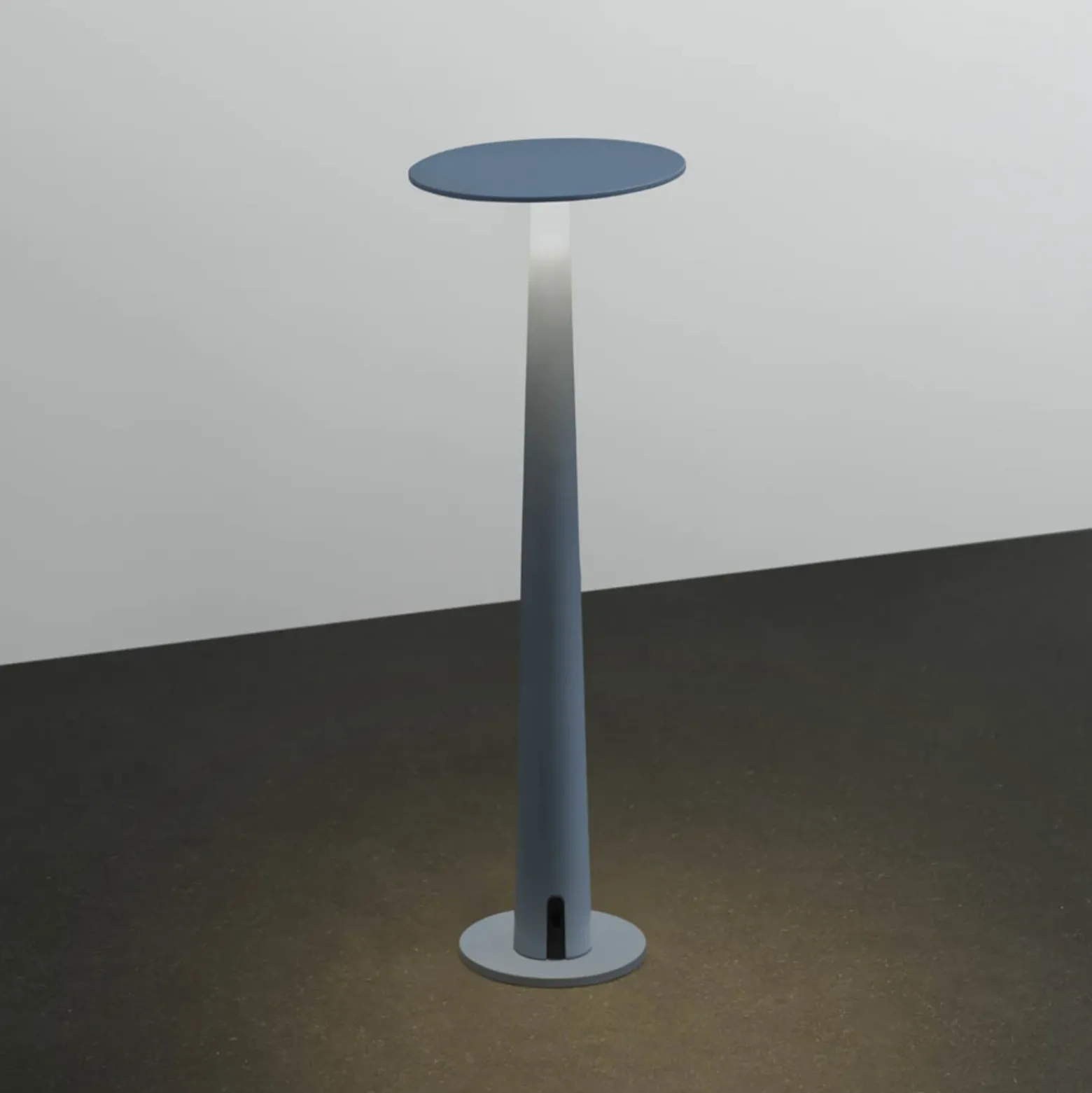 Nemo Portofino lámpara de mesa LED recargable, azul pastel, aluminio