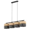 Nicol lámpara colgante, negro/efecto madera, 94x20 cm 4 luces 4 x E27