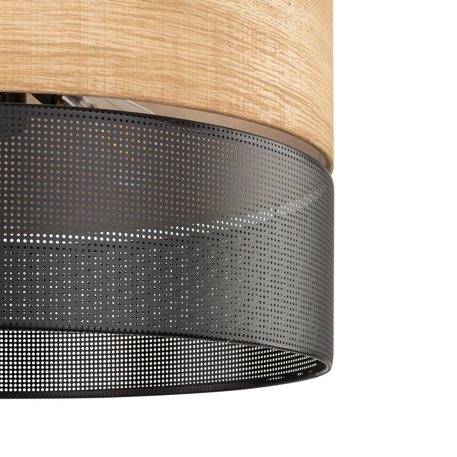 Nicol lámpara colgante, negro/efecto madera, Ø 50 cm, 1 luz, 3 x E27