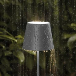 Nuindie mini LED lámpara de mesa recargable, USB, grafito, IP54, atenuable