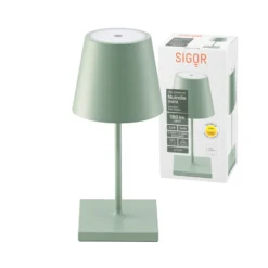 Nuindie mini LED lámpara de mesa recargable, USB-C, verde salvia, atenuable