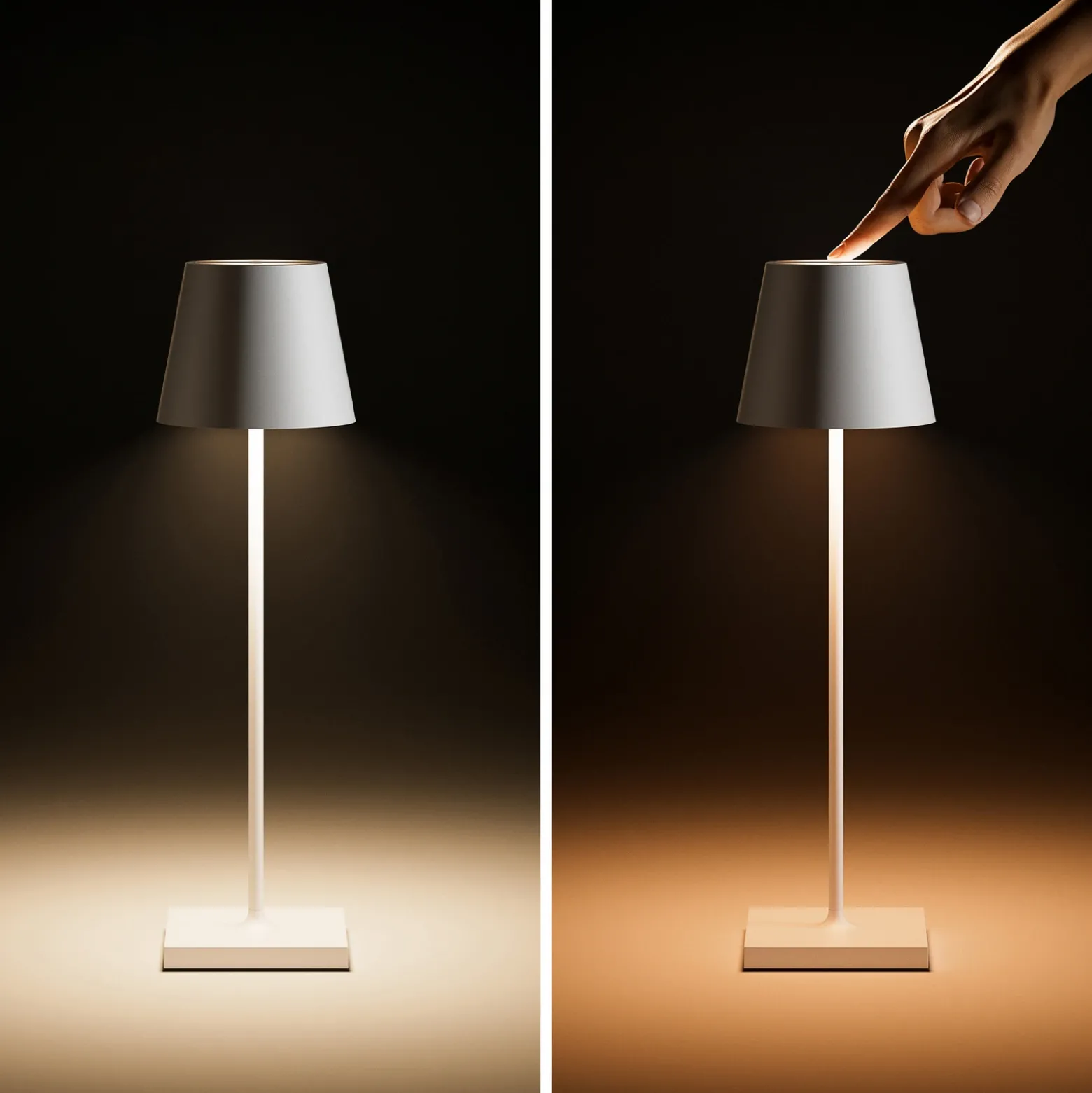 Nuindie tango lámpara de mesa LED recargable, negra, IP20, atenuable