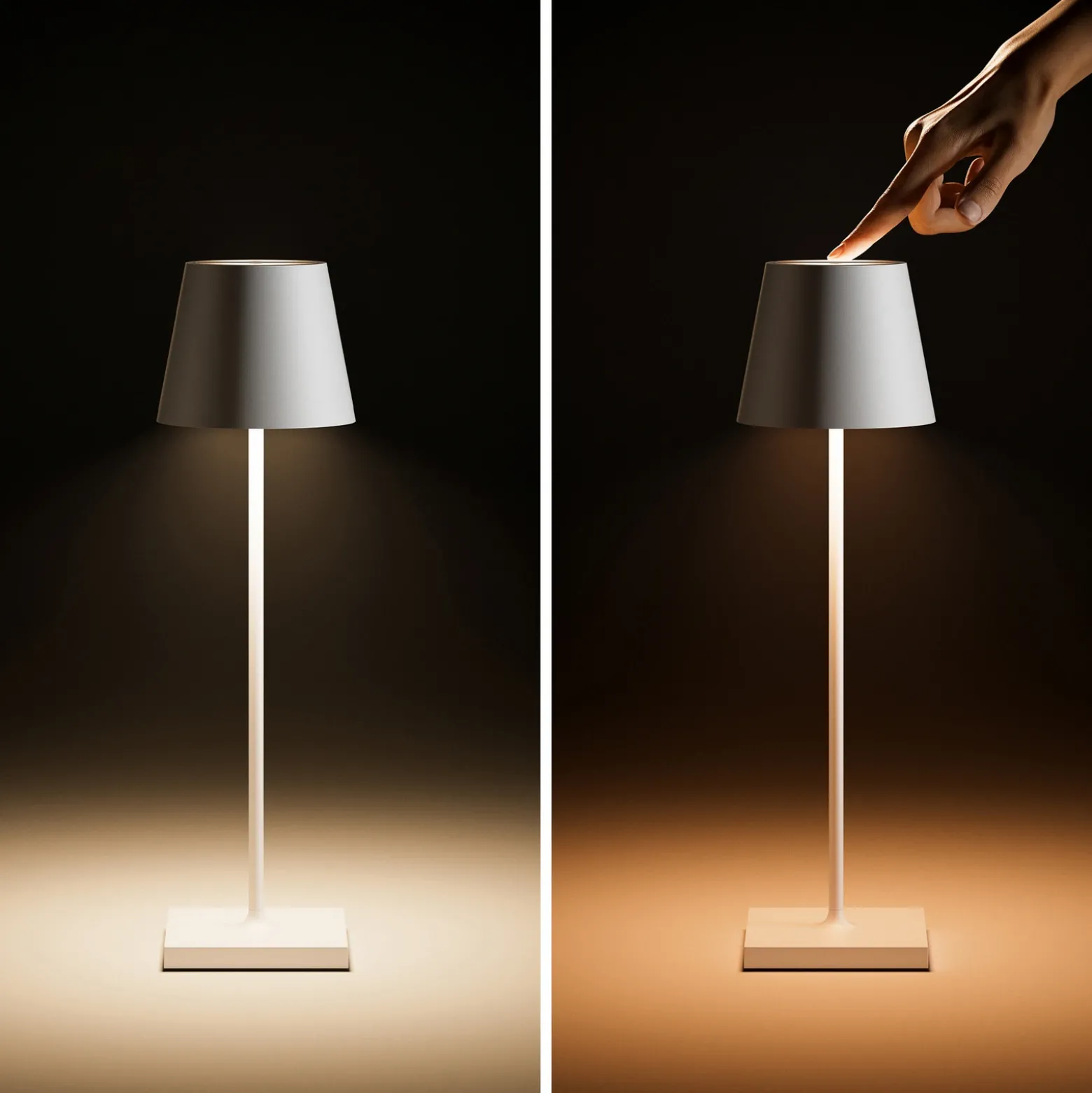 Nuindie tango lámpara de mesa LED recargable, blanca, IP20, atenuable