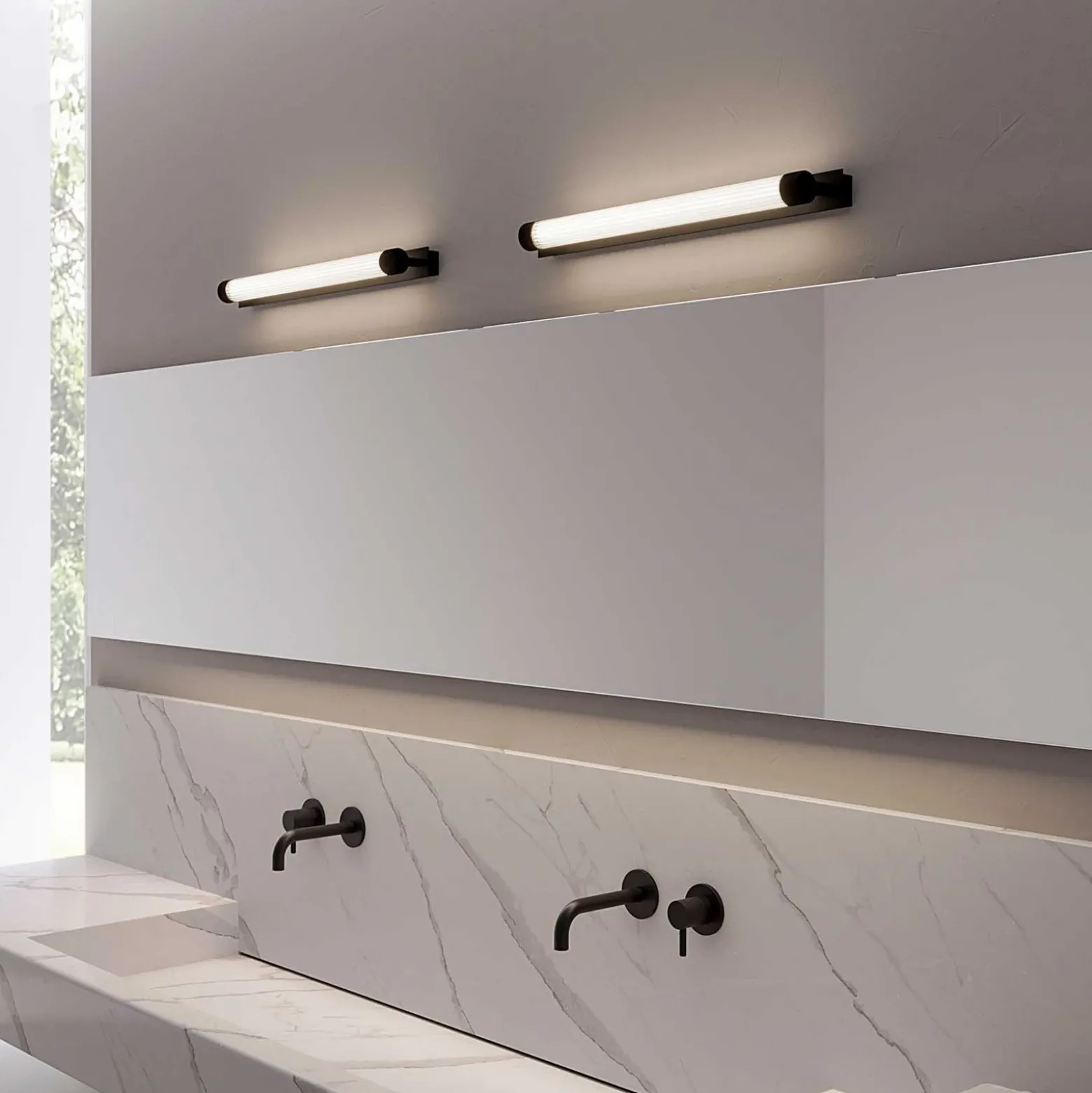 OLEV Aplique de pared LED CHARMER, metal negro/vidrio 2700 K IP44