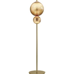 OLEV Lámpara de pie LED TERRA&LUNA, dorado/ámbar, metal/vidrio, 927