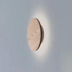 Orios aplique de pared LED, madera, Ø 20 cm, foco indirecto