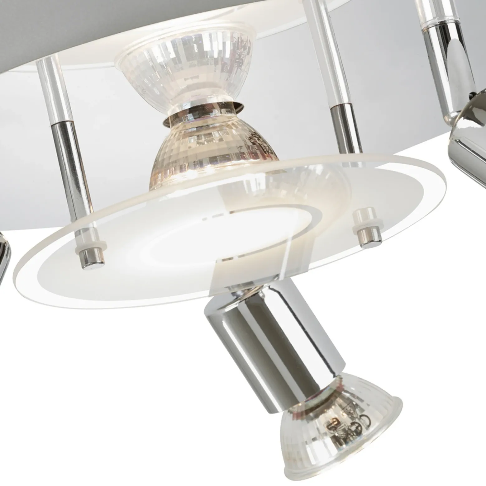 Orna Plafón LED, rondel, 4 luces, cromo