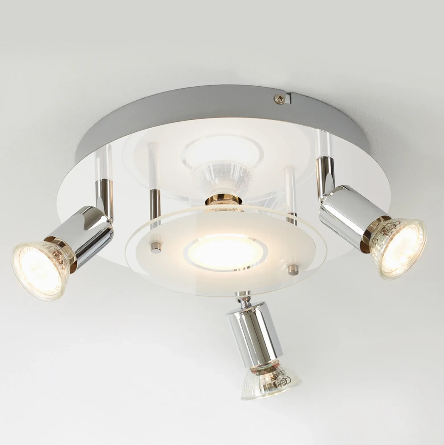 Orna Plafón LED, rondel, 4 luces, cromo