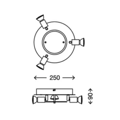 Orna Plafón LED, rondel, 4 luces, cromo