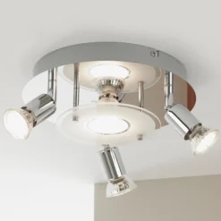 Orna Plafón LED, rondel, 4 luces, cromo