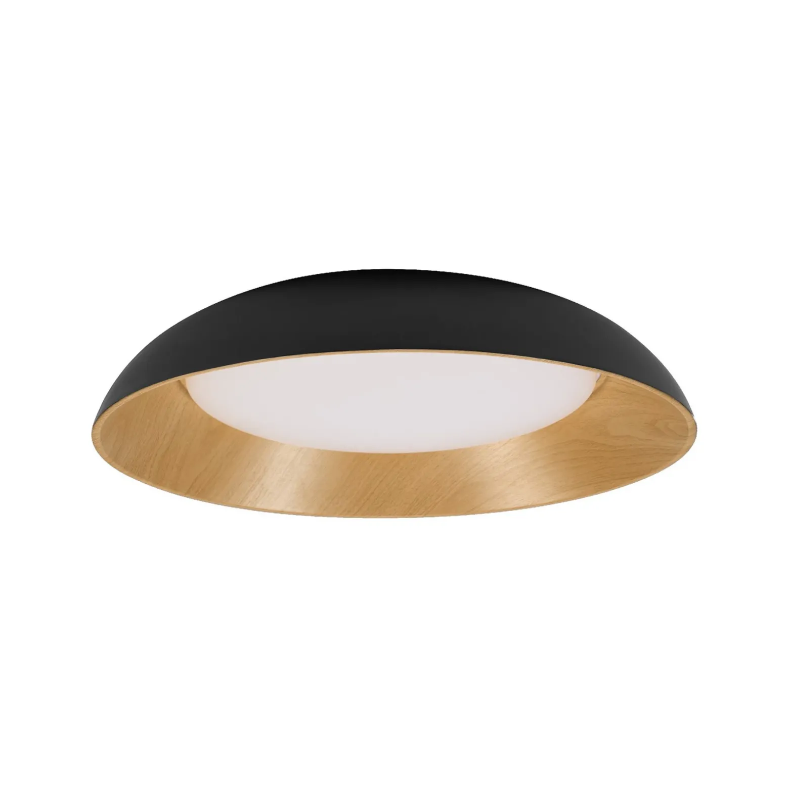OSRAM LED-lámpara de techo ORBIS ALVA, negro/decoración de madera, Ø 51 cm