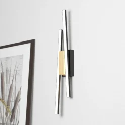 Panagria Aplique de pared LED, negro con detalle de madera