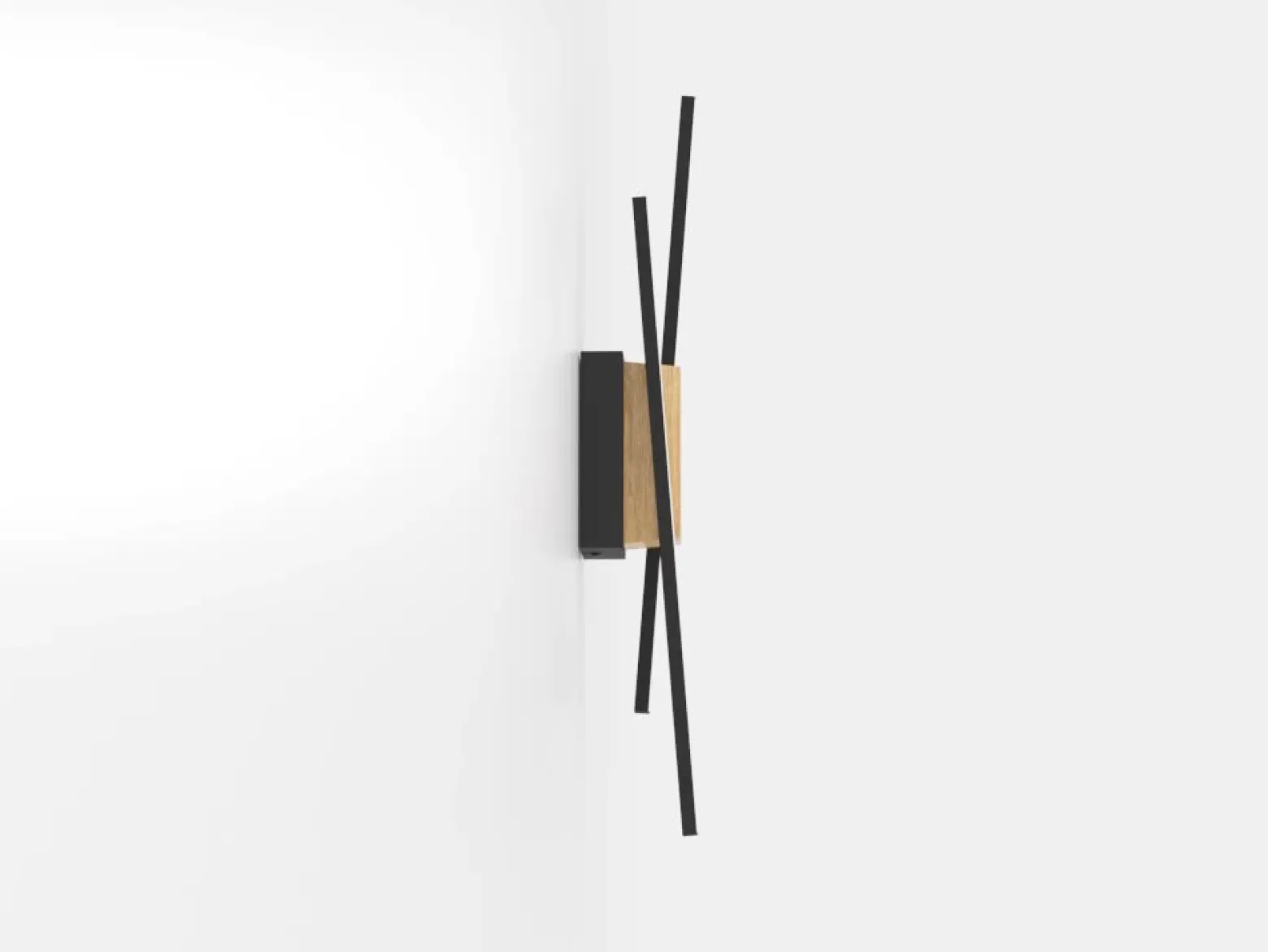 Panagria Aplique de pared LED, negro con detalle de madera
