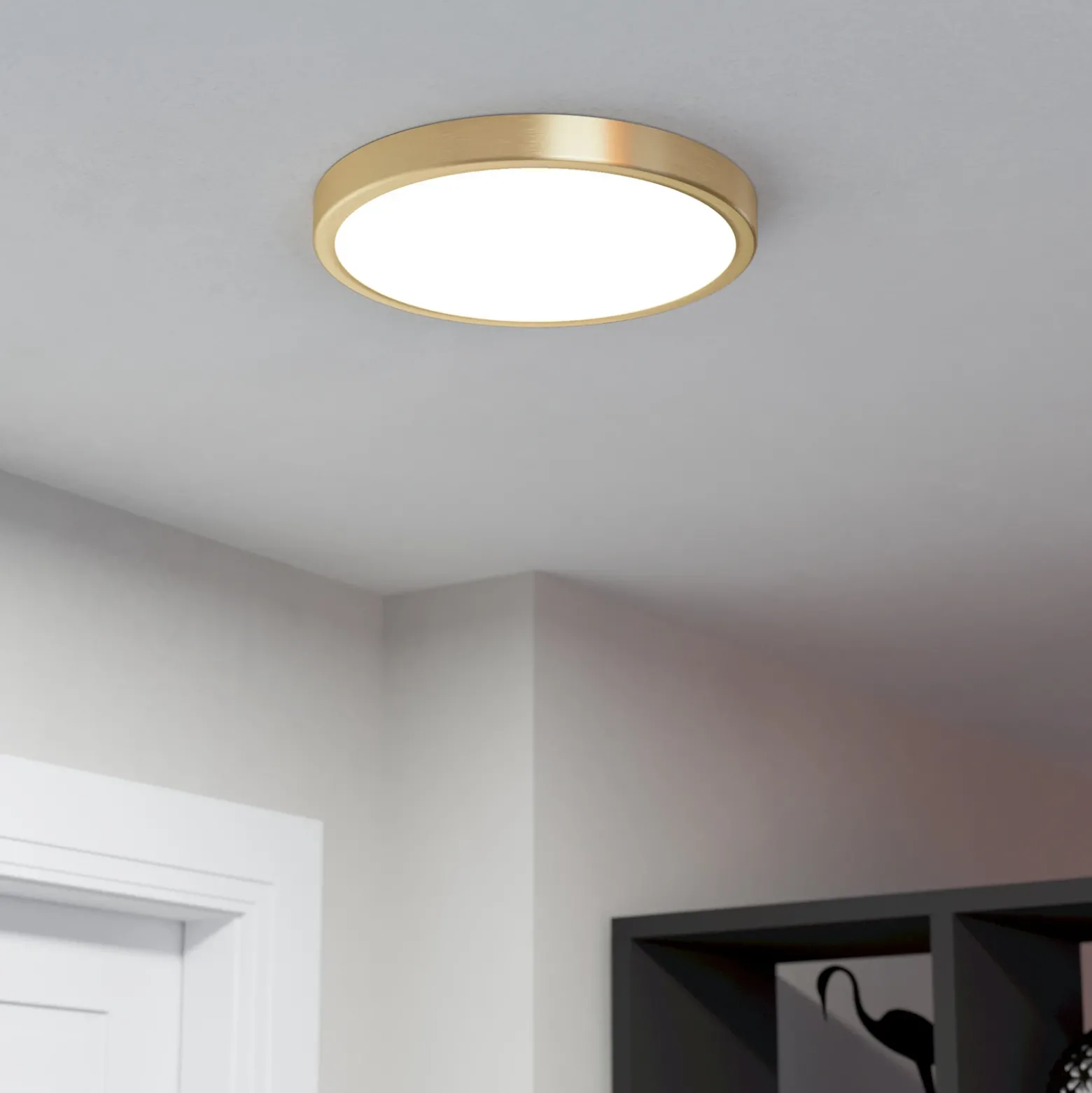 Panel LED de superficie Fueva 5 IP20 830 latón Ø28,5cm
