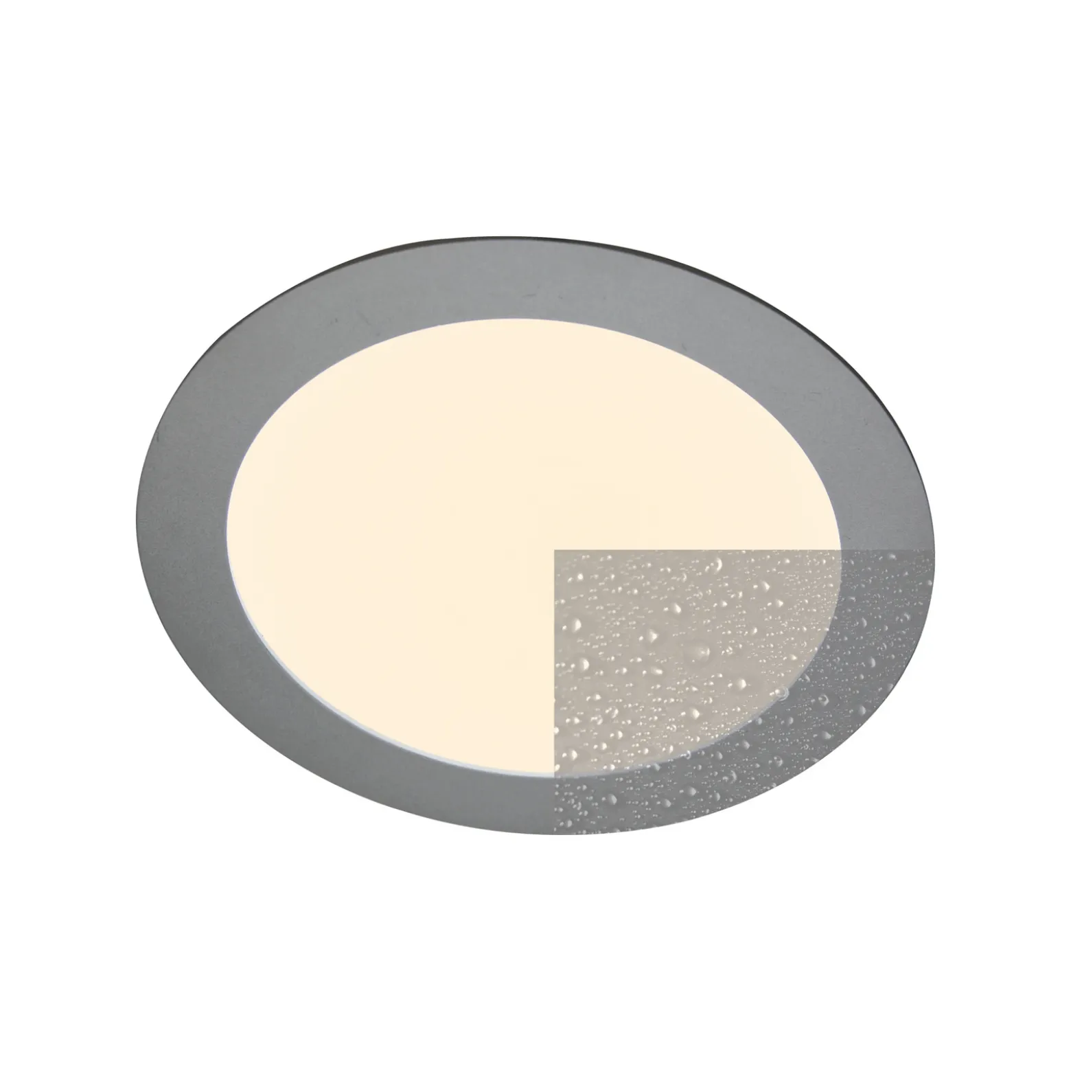 Panel LED empotrable Justus, Ø 14,5 cm, plata, IP44