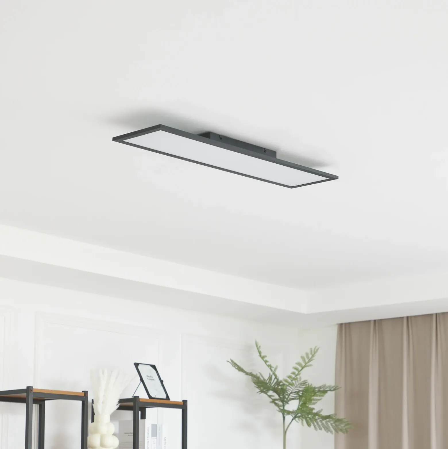 Panel LED Enhife de Lindby, negro, 80 x 20 cm, metal, 4000 K