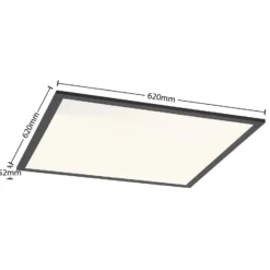Panel LED Lindby Nelios, 62 x 62 cm, 4.000 K, negro, metal