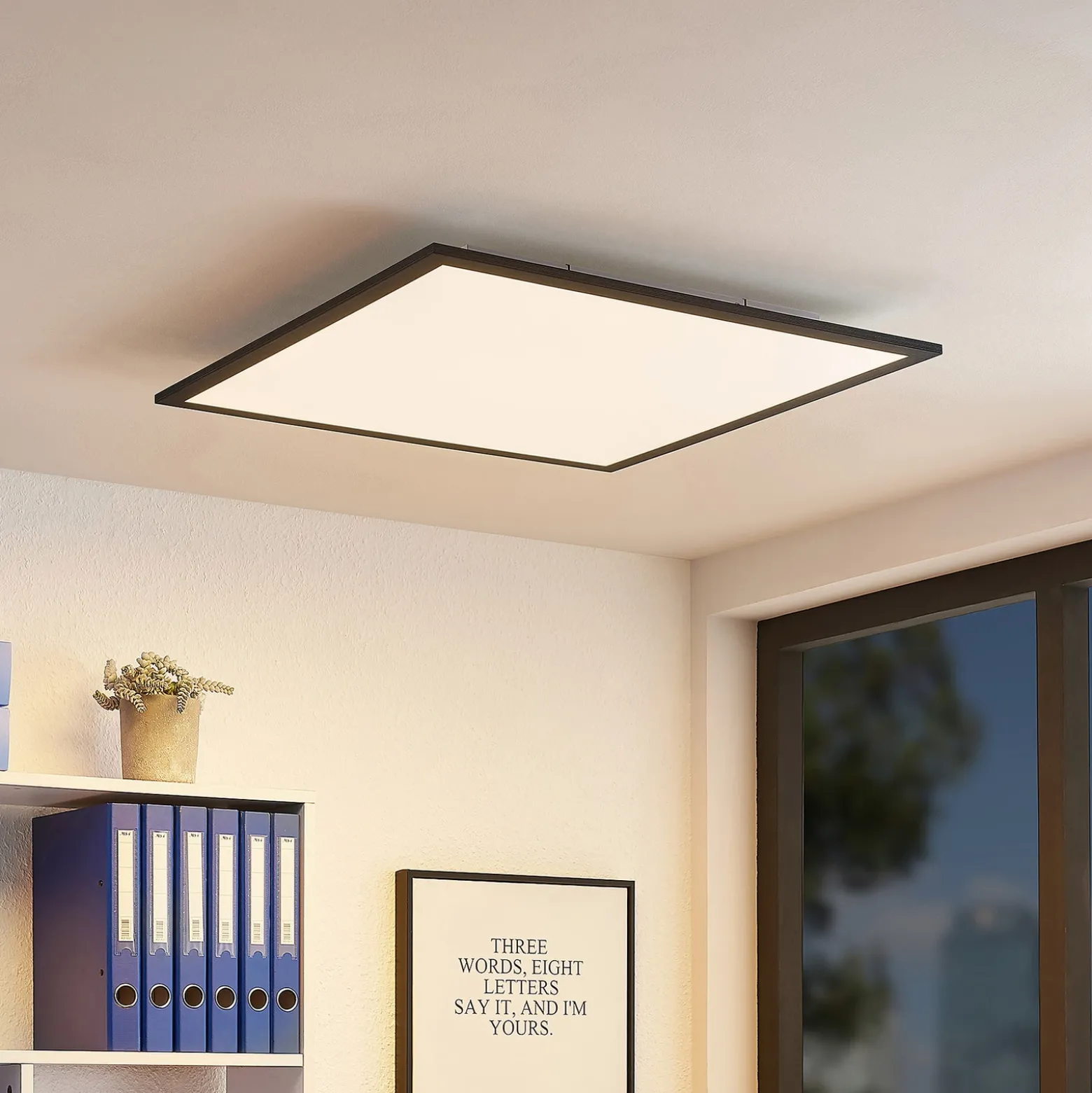 Panel LED Lindby Nelios, 62 x 62 cm, 4.000 K, negro, metal