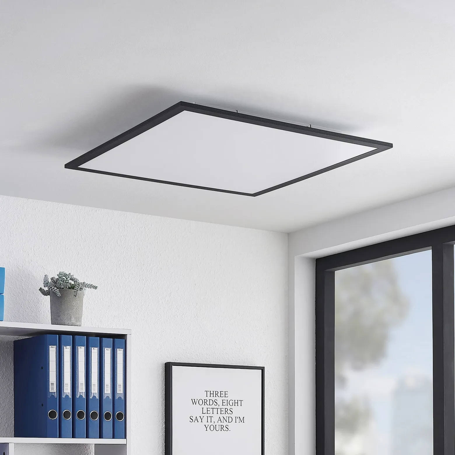 Panel LED Lindby Nelios, 62 x 62 cm, 4.000 K, negro, metal