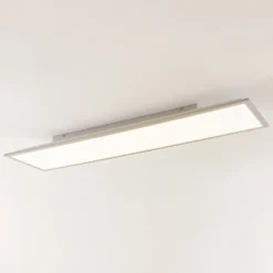 Panel LED Lindby Stenley, 4000 K, 120 cm x 30 cm, plateado/blanco