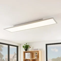 Panel LED Lindby Stenley, 4000 K, 120 cm x 30 cm, plateado/blanco