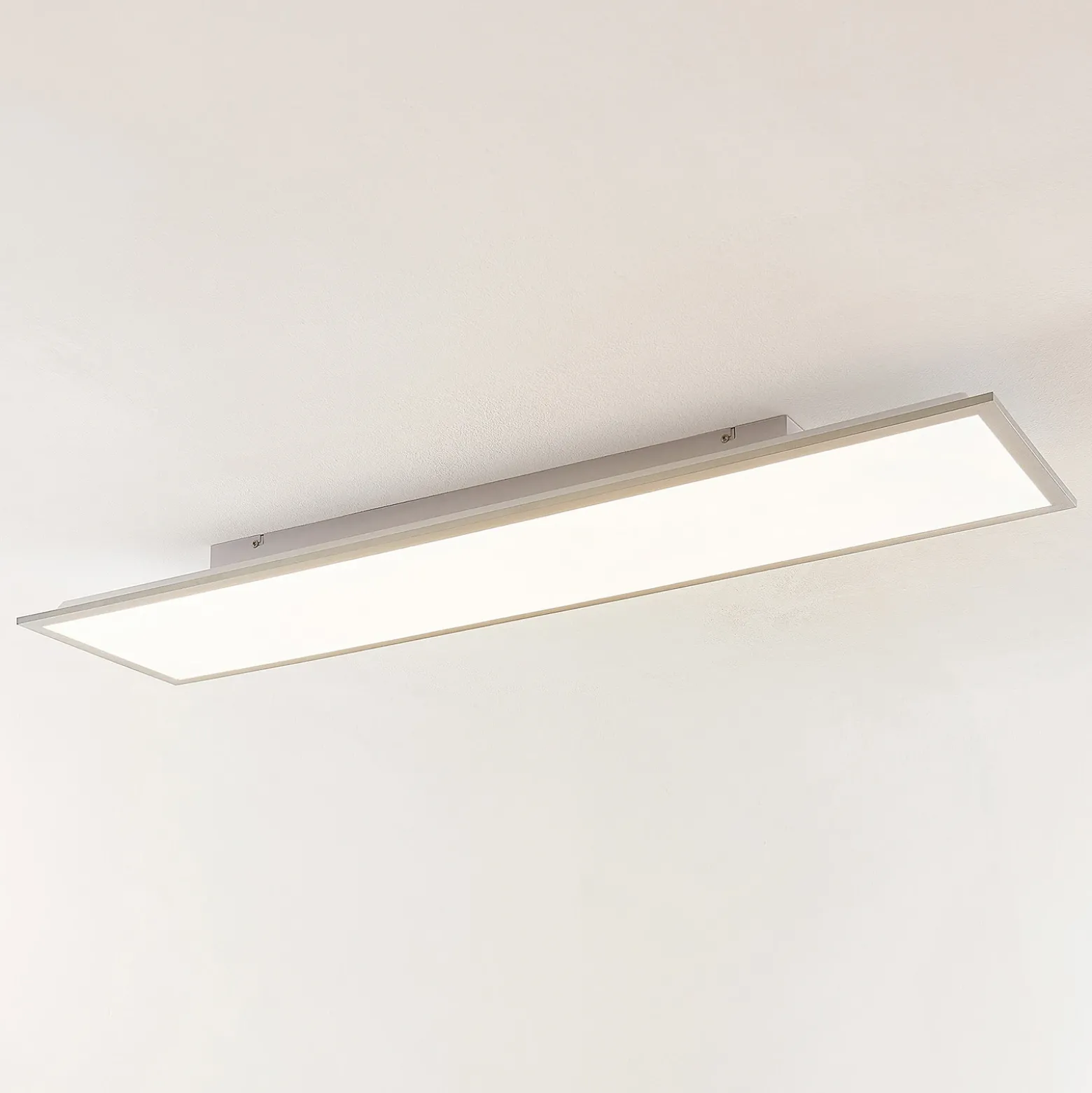 Panel LED Lindby Stenley, 4000 K, 120 cm x 30 cm, plateado/blanco