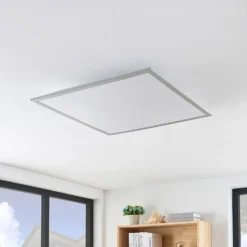 Panel LED Lindby Stenley, 4000 K, 60 cm x 60 cm, plateado/blanco