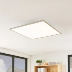 Panel LED Lindby Stenley, 4000 K, 60 cm x 60 cm, plateado/blanco
