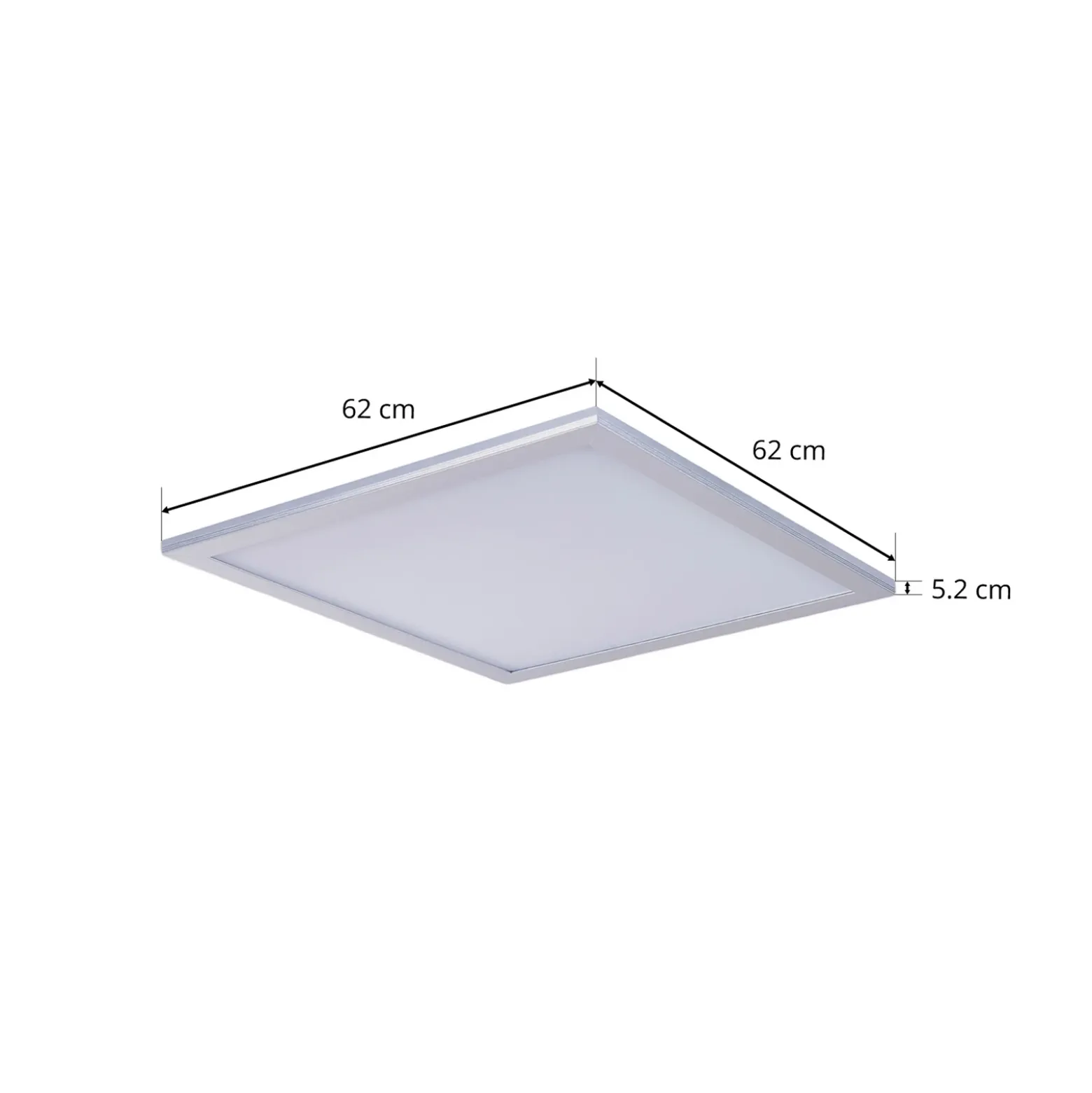 Panel LED Livel de Lindby, 4000 K, 62 cm x 62 cm, plateado, metal