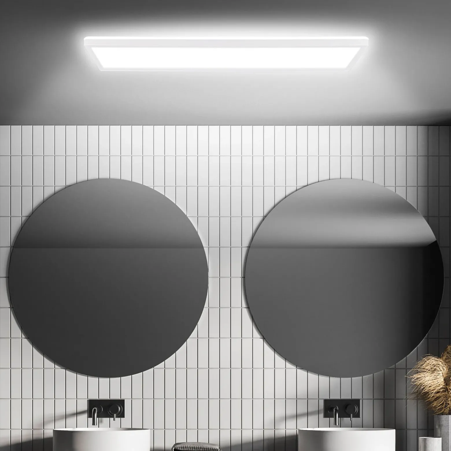 Panel LED Move, sensor, 58 x 20 cm, IP44, plástico, blanco